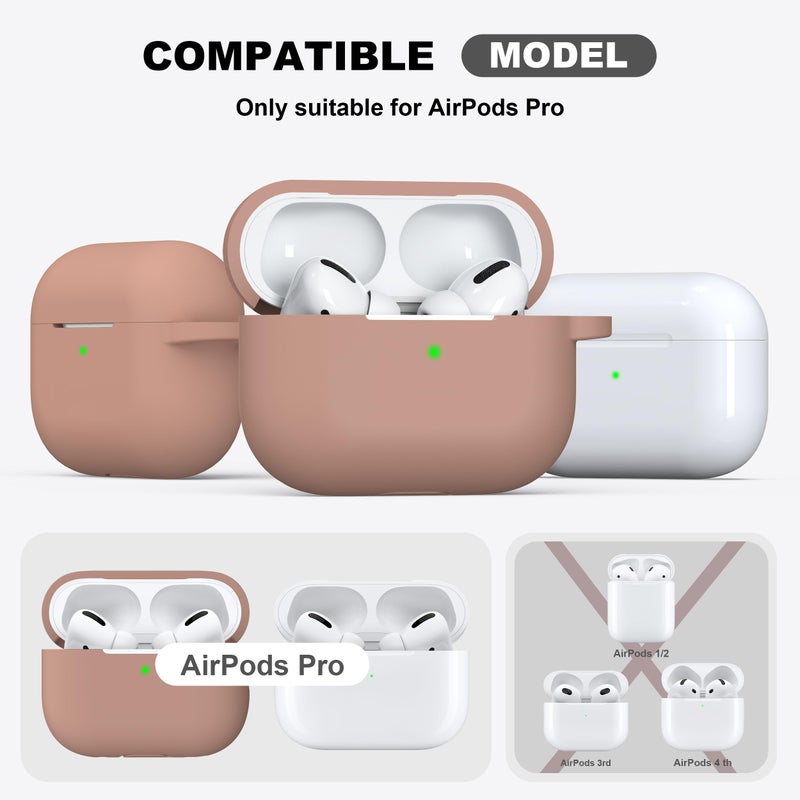 R-fun for AirPods Pro 2nd/1st Generation Case with Cleaner Kit,Soft Silicone Protective Case Cover for Apple AirPod Pro 2/1 for Women Men,AirPods Pro Case Accessories with Keychain,Milk Tea - Image 4